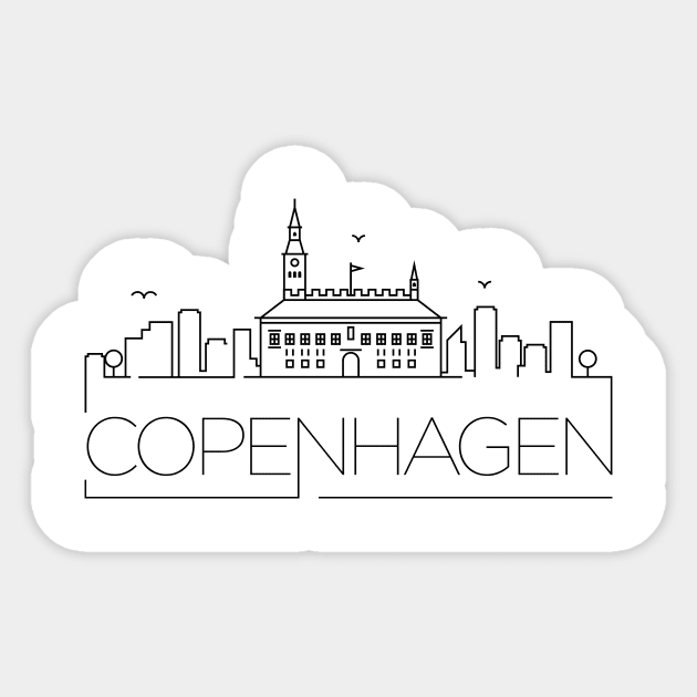 Copenhagen Minimal Skyline Sticker by kursatunsal